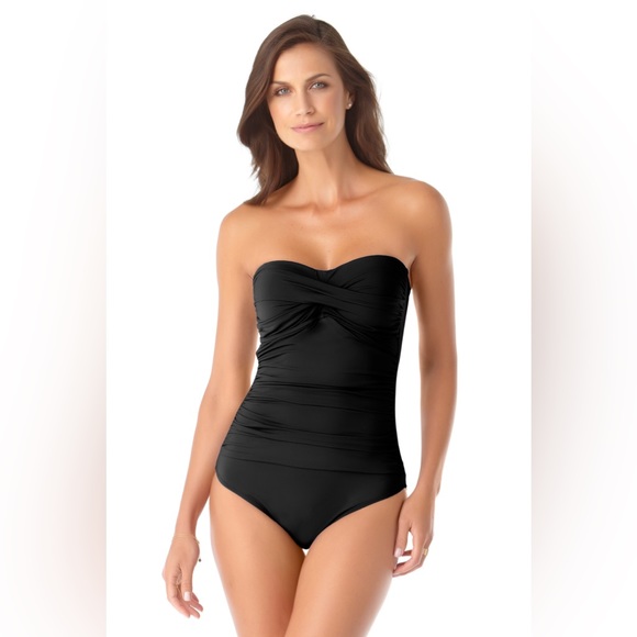 Anne Cole Twist Front Shirred One Piece - Picture 1 of 6